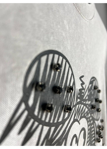 Футболка женская A-N 25008 оверсайз удлиненная вареная тай дай принт Микки маус впереди с камешками one size No Brand - (317203300)