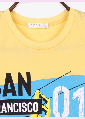 Желтая летняя футболка мальчику Breeze