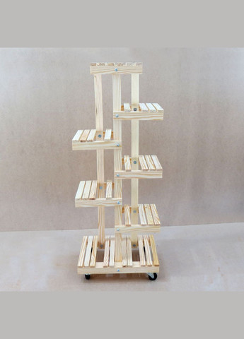 Подставка для цветов из дерева Порталегри 5 на колёсиках бланже (ЦВТ-516301) No Brand (328226493)