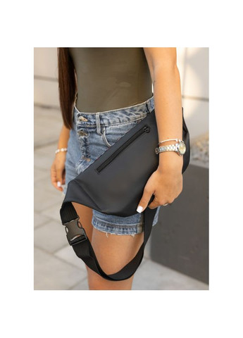 Велика жіноча сумка на пояс бананка Tirso Max чорна принт Sambag (355245843)