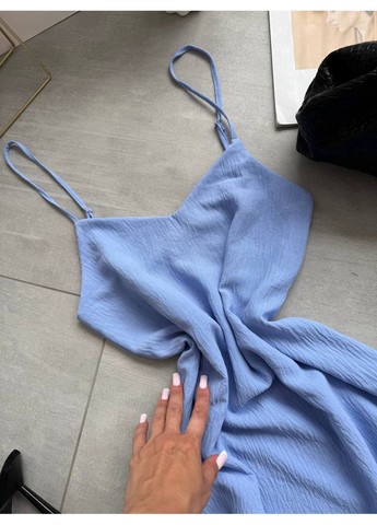 Блакитна святковий, повсякденний жіноча сукня максі на бретелях а-силует Avanti однотонна