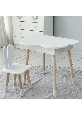 Столик облачко с поднимающаяся нишей 54х68х50 и стульчик ушки зайчика 26.5х26х25, стол и стул в детскую, No Brand (346535237)