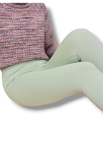 Женские лосины эластичные в рубчик с высоким широким поясом без утепления демисезон 99-101см черные No Brand (318450641)