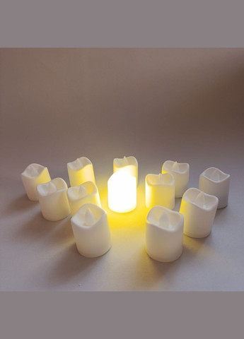 Реалистичные светодиодные свечи, чайные свечи на батарейках в теплом белом цвете для улицы, стола, 12 шт. Unbranded (316699363)