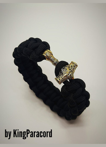 Браслет с Молотом Тора из латуни и паракорда плетения Кобра под заказ + брелок в подарок No Brand (341738669)