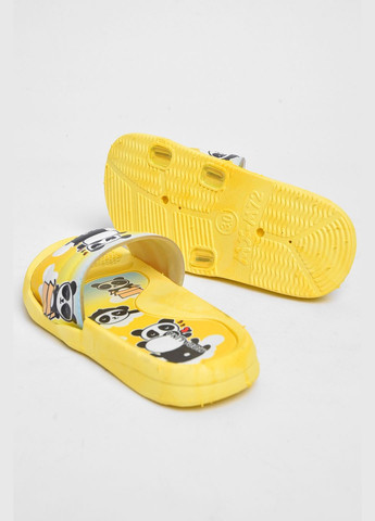 Шльопанці дитячі резинові жовтого кольору з малюнком Let's Shop (295012184)