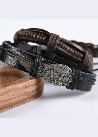 Набор плетеных кожаных мужских браслетов универсального размера крыло (NR0516) No Brand (306559638)