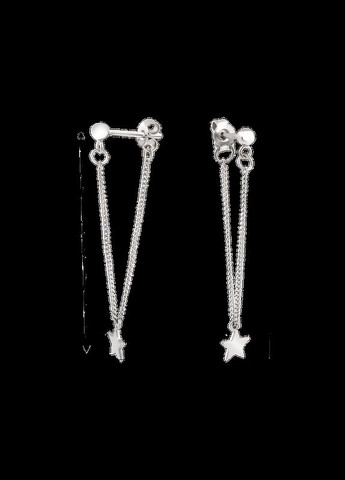 Срібні сережки пусети Зірочки на ланцюжку Каштан (342334611)