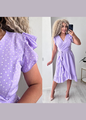 Лавандова повсякденний, кежуал сукня жіноча на запах на запах Україна в горошок