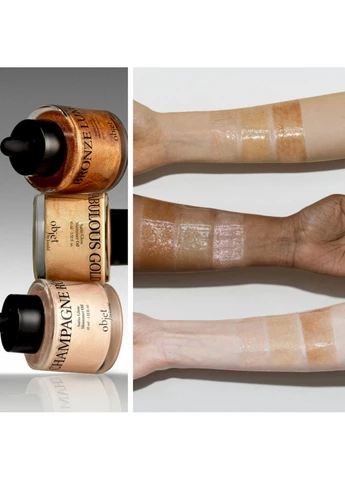 Сухое масло для тела Objet by Satin Glow Shimmer Oil Champagne Rose с перламутровым сиянием 45 мл Kundal (374600771)