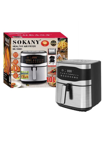 Аерофритюрниця для смаження без масла з подвійною системою нагріву аерогриль мультипіч 10 л (FS354) Sokany (361385259)