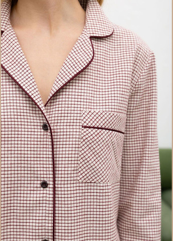 Бордовая всесезон пижама женская рубашка + брюки Roksana