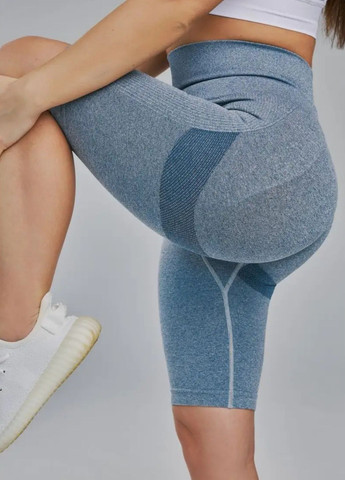 Жіночі безшовні шорти велосипедки з ефектом push-up блакитні (70126) FitFiesta (328931673)