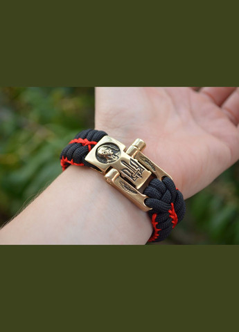 Браслет из паракорда с Козаком Гербом Украины из латуни ручного литья с оплеткой + брелок в подарок No Brand (341738740)