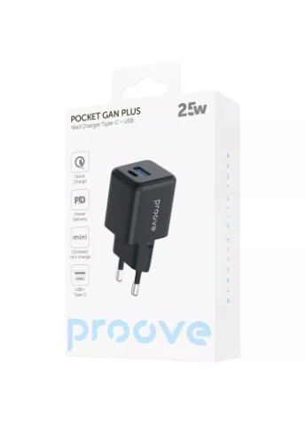 Мережевий зарядний пристрій Pocket GaN Plus 25W Black (WCPG25111201) Proove (399493838)