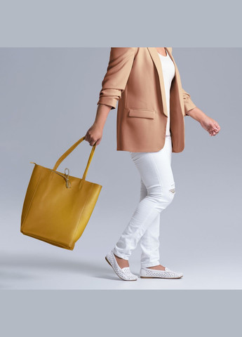 Шопер Гірчичний - Італійська жіноча м’яка сумка-шопер із натуральної шкіри без підкладки на блискавці з внутрішньою TAKEASY (350612620)