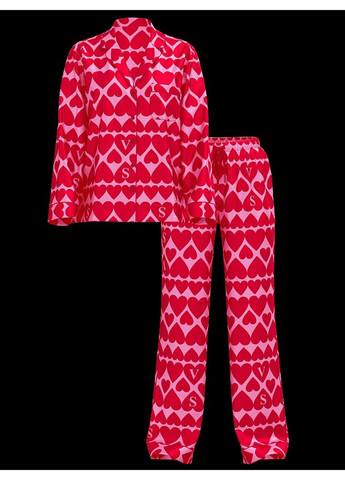 Красная всесезон пижама satin glazed satin long pajama set new Victoria's Secret