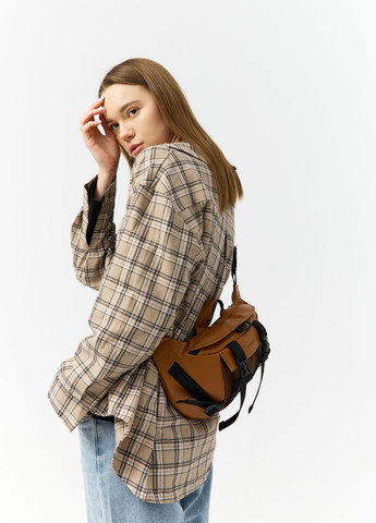 Кожаная женская поясная сумка бананка DynamicDart рыжая Sambag (322767143)