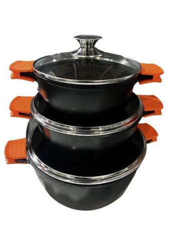 Набір каструль із сковородою та сотейником Bohmann BH-6018 MRB з індукційним дном 8 предметів Top Kitchen (297743203)