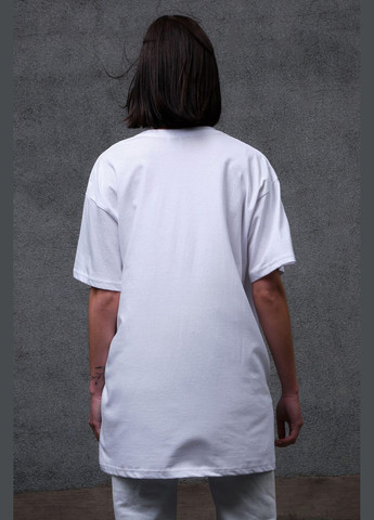 Біла літня жіноча оверсайз футболка з принтом 1702 white Without