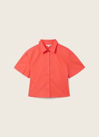 Красная кэжуал рубашка однотонная Tom Tailor