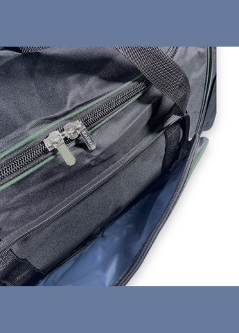 Дорожня сумка з розширенням одне відділення бокові кишені фронтальні кишені розмір: 70(80)*35*30см чорнозелена Kaiman (266912156)