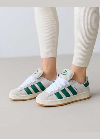 Серые демисезонные кроссовки женские, вьетнам adidas Campus PRM Gray Green