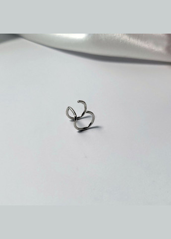 Срібна сережка 1 шт Кафа обманка Гладка без каміння срібло 925 проби Родоване 56243р 0.40г No Brand (306741634)