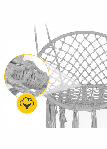 Крісло-гойдалка Boho Dream 80 см підвісна, плетена Grey (P-5905973404525) 4FIZJO (333652162)
