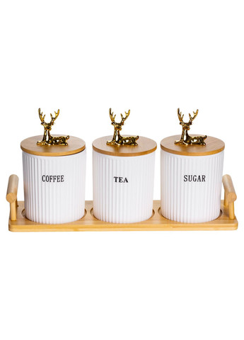 Набор банок для хранения 3 штуки по 400 мл с крышками на подставке Yiwu (366670469)