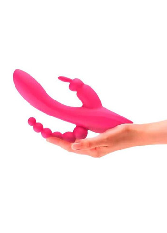 Вагінально-анальний вібратор Super Rebbit 3в1 із 12 режимів вібрації кольору фуксія. Вібратор кролик 3 в 1 China (360603844)