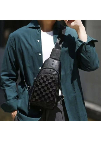 Чоловічий рюкзак на одне плече 18х31х6, шкіряний слінг, чорний Tiding Bag (371800394)