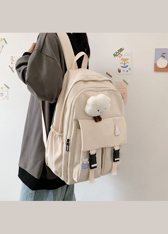 Рюкзак с карманами 3856 мужской женский детский школьный портфель бежевий No Brand (296008177)