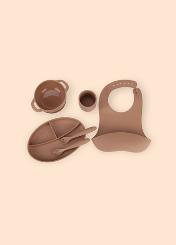 Набір силіконового посуду для першого прикорму дітей, 6 предметів, brown oldbro (330766695)