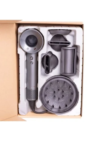 Фен з 5 різними насадками для сушіння та укладання hair dryer fan сірий Grant (387412757)