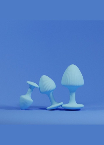 Набір анальних пробок з рельєфом The Mushroom силіконові, блакитні, 3 шт. UPKO (331169605)