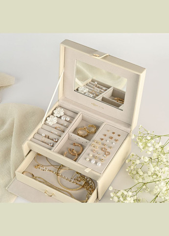 Органайзер для прикрас MY HOME "ПЕКТОРАЛЬ" Дворівневий 18х14.5х9.5 см Бежевий (FH-50 BEIGE) МВМ (363256471)