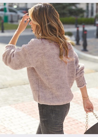 Пудровий демісезонний пудровий в'язаний джемпер із закругленою горловиною Dressa