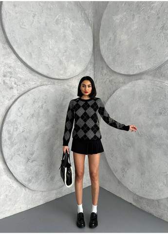 Черный демисезонный женский джемпер с ромбами – замер в описании GD/GL Модний простір
