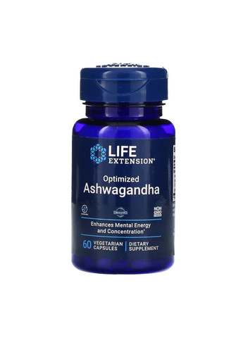Добавка Optimized Ashwagandha - 60 vcaps Life Extension (285787781)