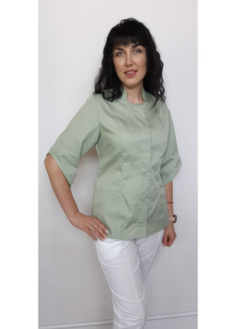 Жіночий медичний костюм Стефанія котон три чверті рукав 58, Оливкові білі штани No Brand (361360047)