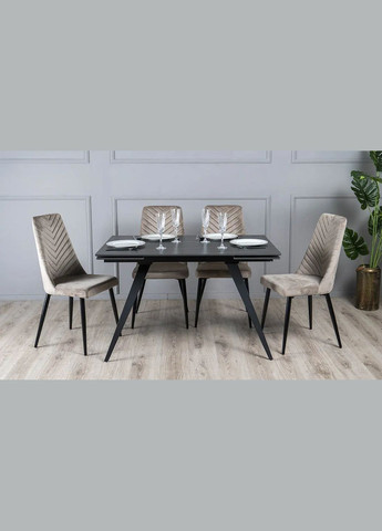 Стіл Торі обідній розкладний 1200/1800х800х750 мат чорні ноги Prestol (356683747)