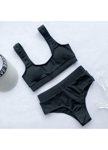 Чорний купальник роздільний modern із завищеною талією чорний No Brand