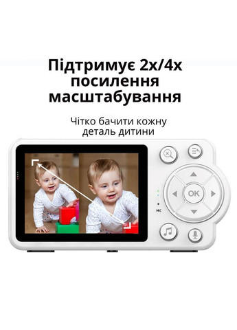 Видеоняня 2,8 дюйма ЖК-дисплей Full HD CMOS-датчик с ночным видением и двухсторонней связью, колыбельные, Happy Baby (333337275)