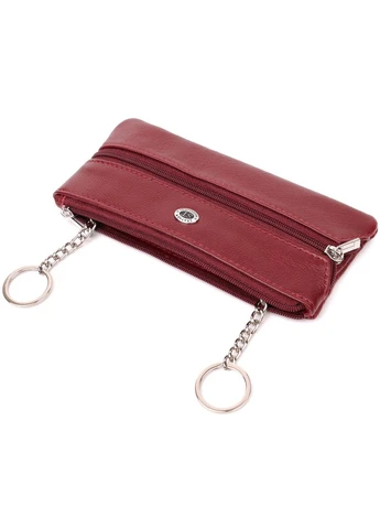 Містка ключниця з натуральної шкіри Бордовий 16х7х0,5 см st leather (391834104)