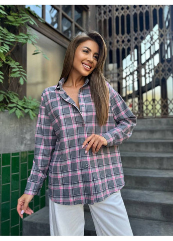 Серая повседневный, кэжуал рубашка в клетку No Brand