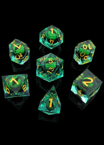 Гральних кубікі DnD, Око Дракона, набор з 7 шт, зелені No Brand (329882481)