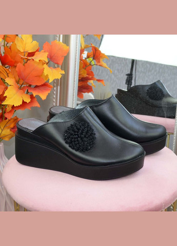 Жіночі сабо на невисокій платформі з натуральної шкіри чорного кольору. 39 розмір Vasha para (338794195)