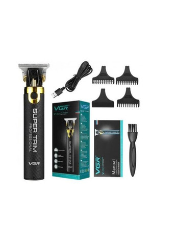 Электрическая машинка для стрижки Super Trim V-082 беспроводная с 3 насадками черная (1756375520) VGR (325684127)