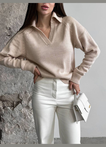 Жіночий светр-поло колір світло-бежевий р.42/46 450417 New Trend (282926557)